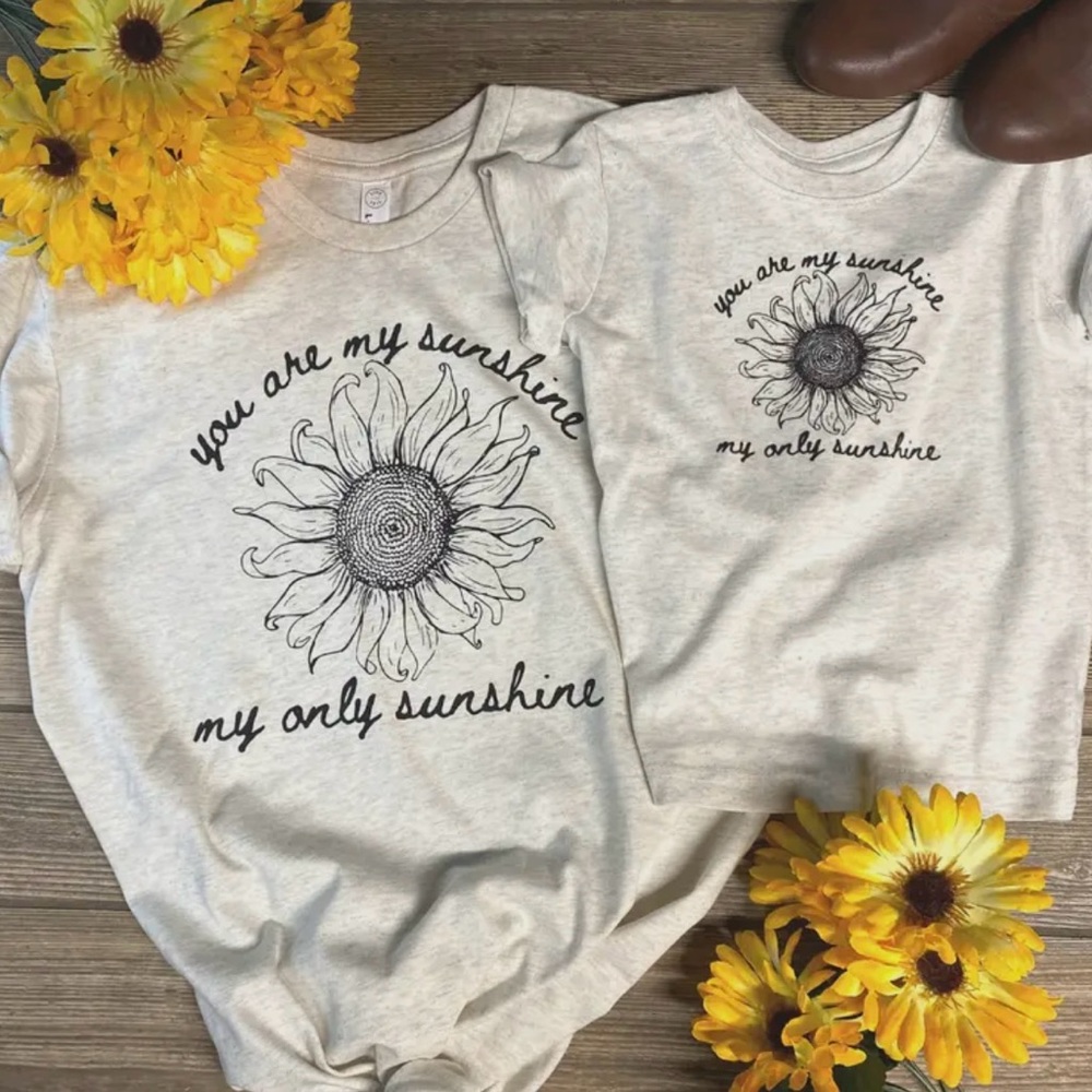 “You Are My Sunshine” matching mommy and me T-shirts woman infant baby toddler